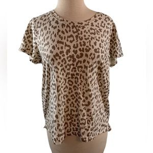 Lucky Brand Top Short Sleeve T-Shirt Size L Animal Print